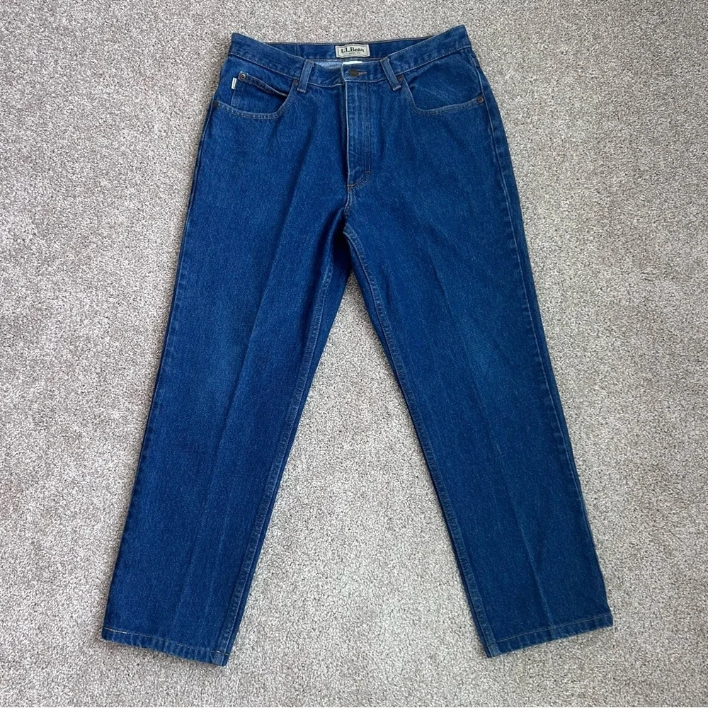 L.L. Bean Double L Jeans Mens 33x28 Relaxed Fit Blue 100 Cotton Denim 220626